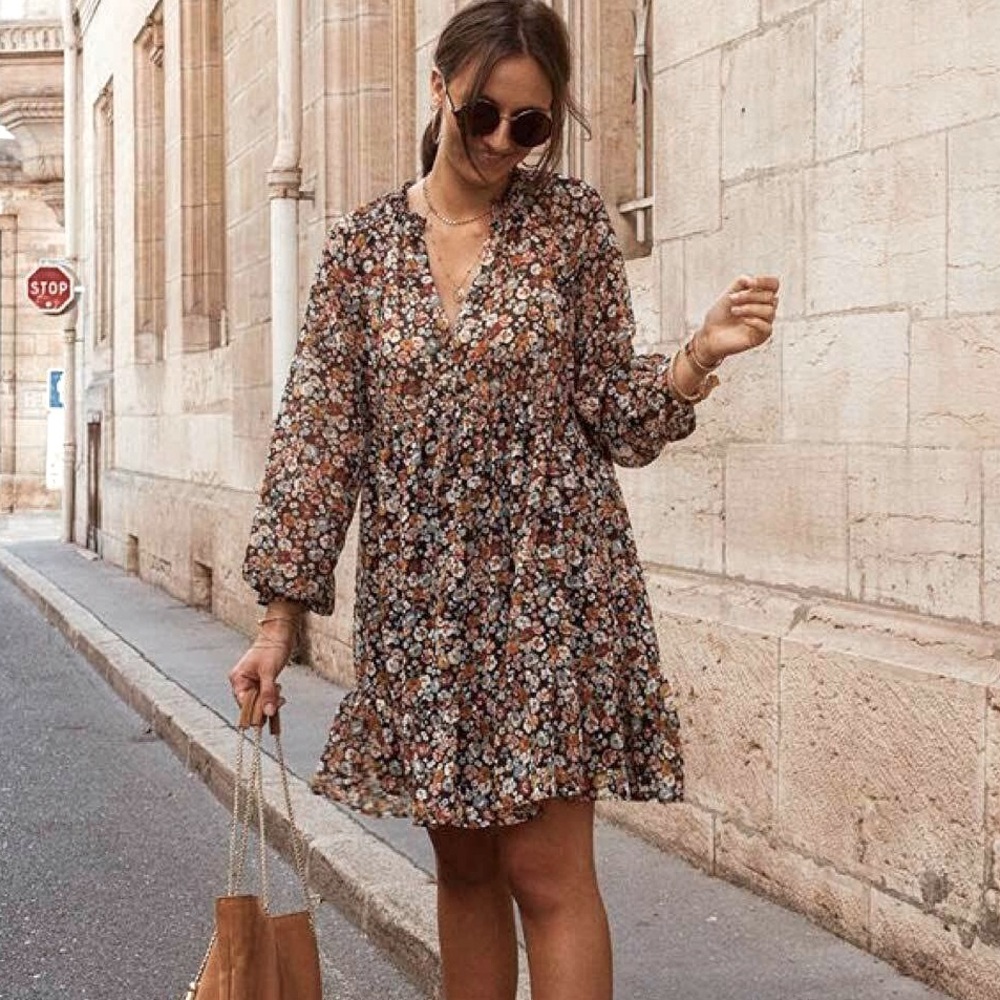NWT Zara Multicolor Floral Long Sleeve Mini Dress